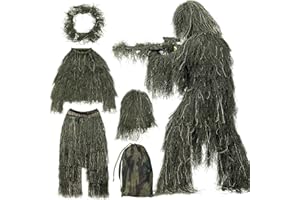 SETLUX Ghillie Suit for Men, 5 in 1 3D Camouflage Hunting Suits Camo Hunting Clothes for Adults
