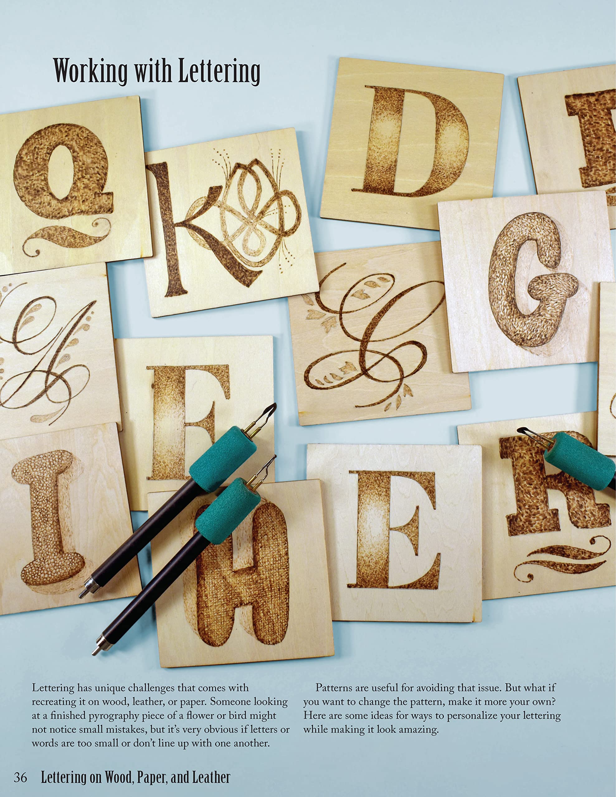 Pyrography Lettering Textures Mua Lettering on Wood, Paper and Leather: A Pyrography Workbook (Fox ...