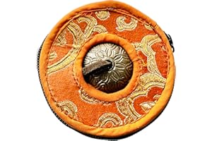 QT SHOPPING QT S Tibetan Handmade Yoga Meditation Om Tingsha Bell Chimes Cymbal Set, with Handmade Unique Bag (2.75 Inches Buddhist Tingsha, Om Mani Padme Hum Mantra) Made in Buddha Born Country Nepal (Yellow)