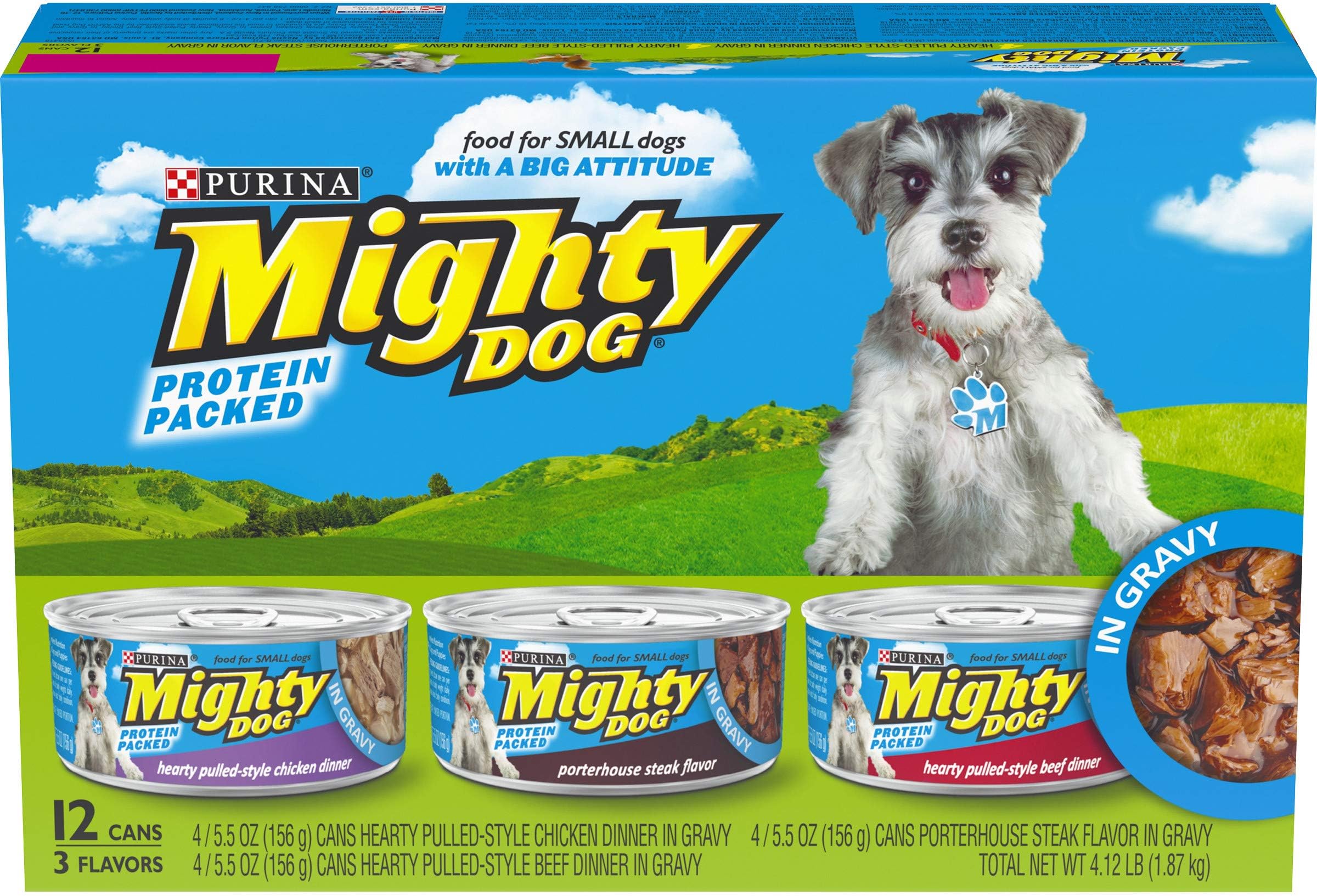 Purina Mighty Dog in Gravy Wet Dog Food Variety Pack - (2 Packs of 12) 5.5 oz. Cans