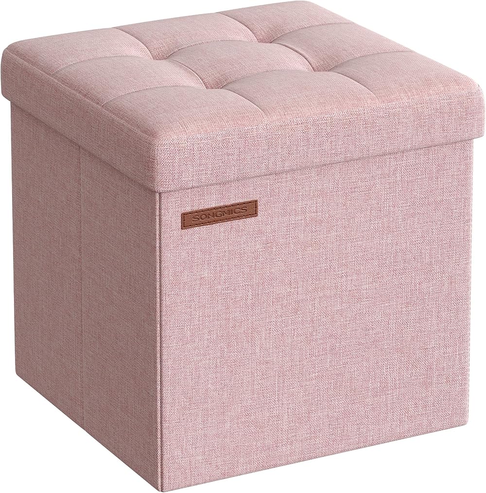 SONGMICS Storage Ottoman 30x30x30 cm Jelly Pink LSF028R51