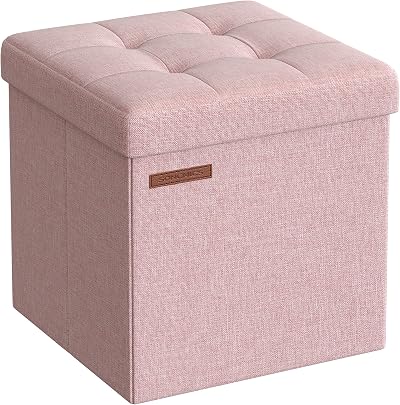 SONGMICS Storage Ottoman 30x30x30 cm Jelly Pink LSF028R51