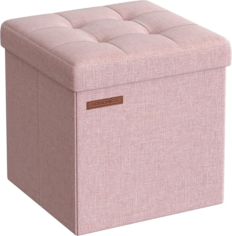 SONGMICS Storage Ottoman 30x30x30 cm Jelly Pink LSF028R51