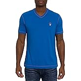 Robert Graham Men's Damien Short-Sleeve, V-Neck Top with Colorful Seams, Comfortable Fit & Richly Detailed for Wear