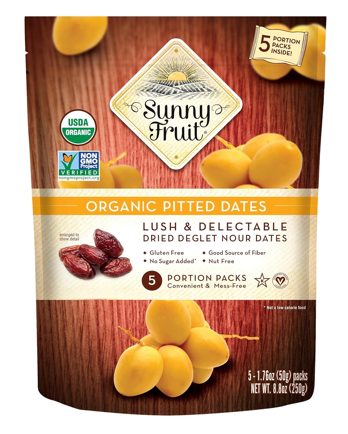 Organic Pitted Dried Dates Sunny Fruit 5 1 76oz Portion Packs Per Bag Purely Dates No Added Sugars Sulfurs Or Preservatives Non Gmo Vegan Halal Kosher Amazon Com Grocery Gourmet Food