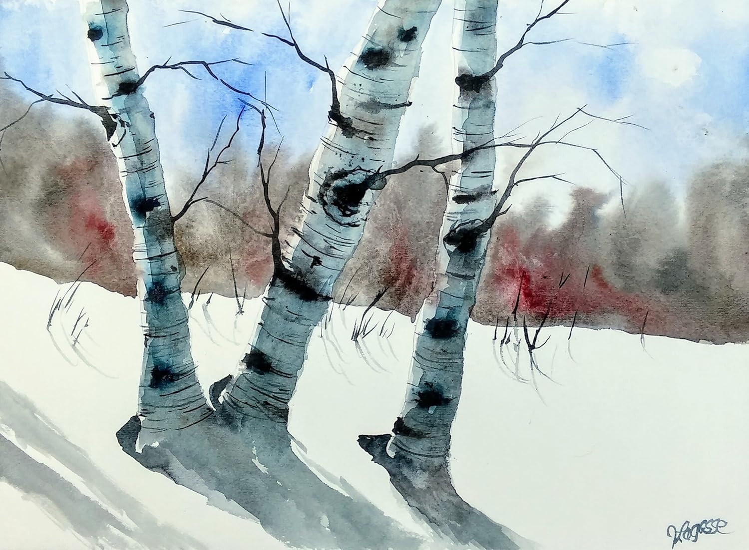 Original Watercolour Painting by Jim Lagasse Silver Birch