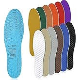 12 Pairs Shoe Insoles Women Thin Breathable Shoe Pads Inserts Ultra Soft Cushioning Walking Comfort Double Layer Latex Insoles with Holes Fit in Any Shoe Unisex, Men 7-11 Woman 2-8 (Simple Colors)