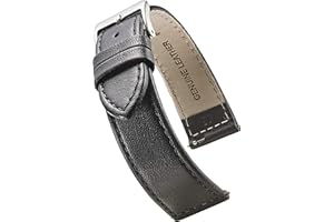STUNNING SELECTION ALPINE flat Stitched Genuine Leather Watch strap with Quick Release Spring Bars - Black, Brown, burgundy, red, pink, blue, grey - 12-22 mm