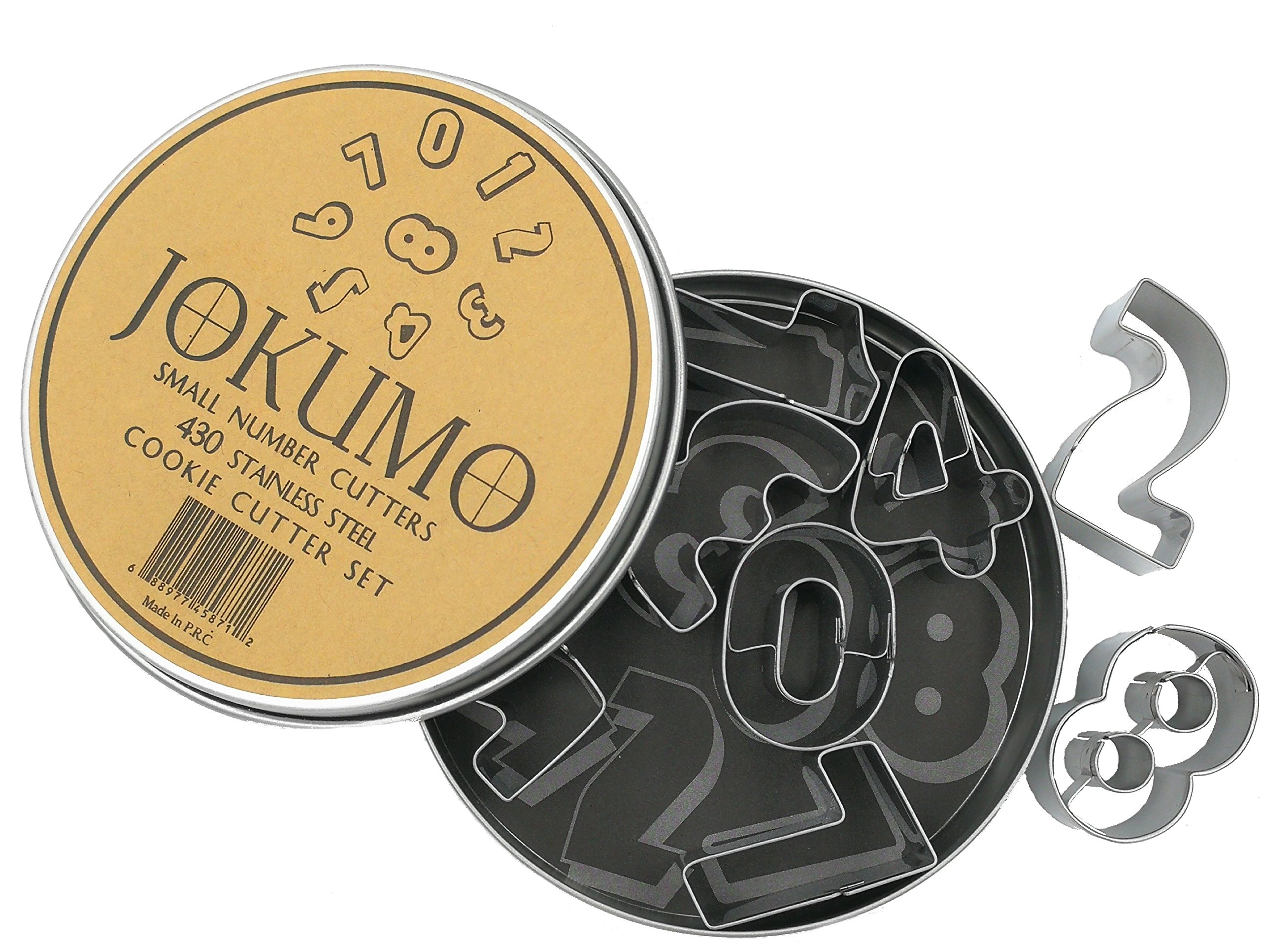 JOKUMO Small Numbers 0-9 Cutters Set – 9 Pc Set 430 Stainless Steel - Great for Cookies and Fondant