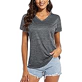MAGCOMSEN Women's V Neck Workout Shirts Short Sleeve Moisture Wicking Yoga T-Shirts Quick Dry Athletic Tops