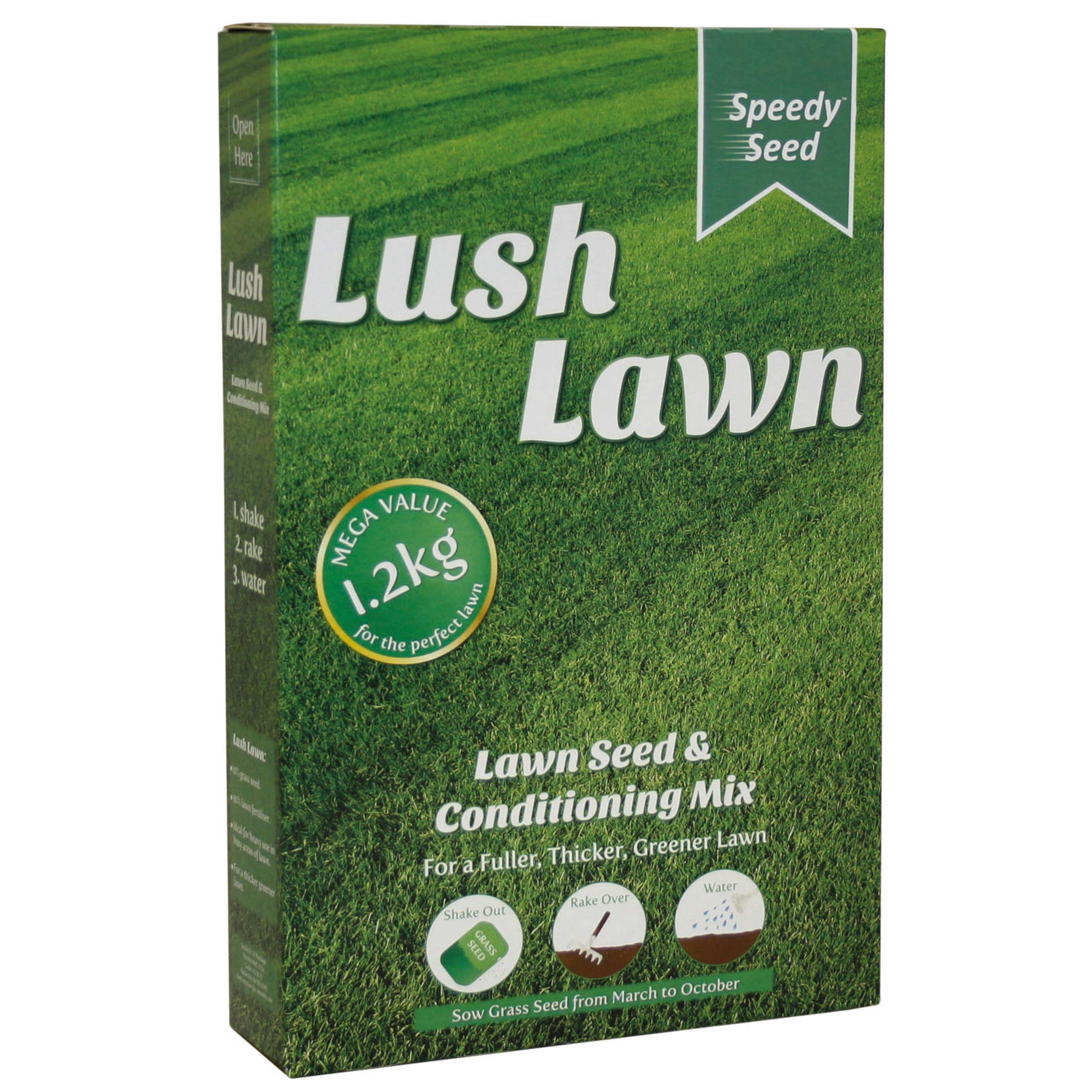 Lawn & Grass Conditioner Speedy Seed Mixture Lush Lawn 1,2kg Organic Fertiliser Restoration Repair Defra Approved