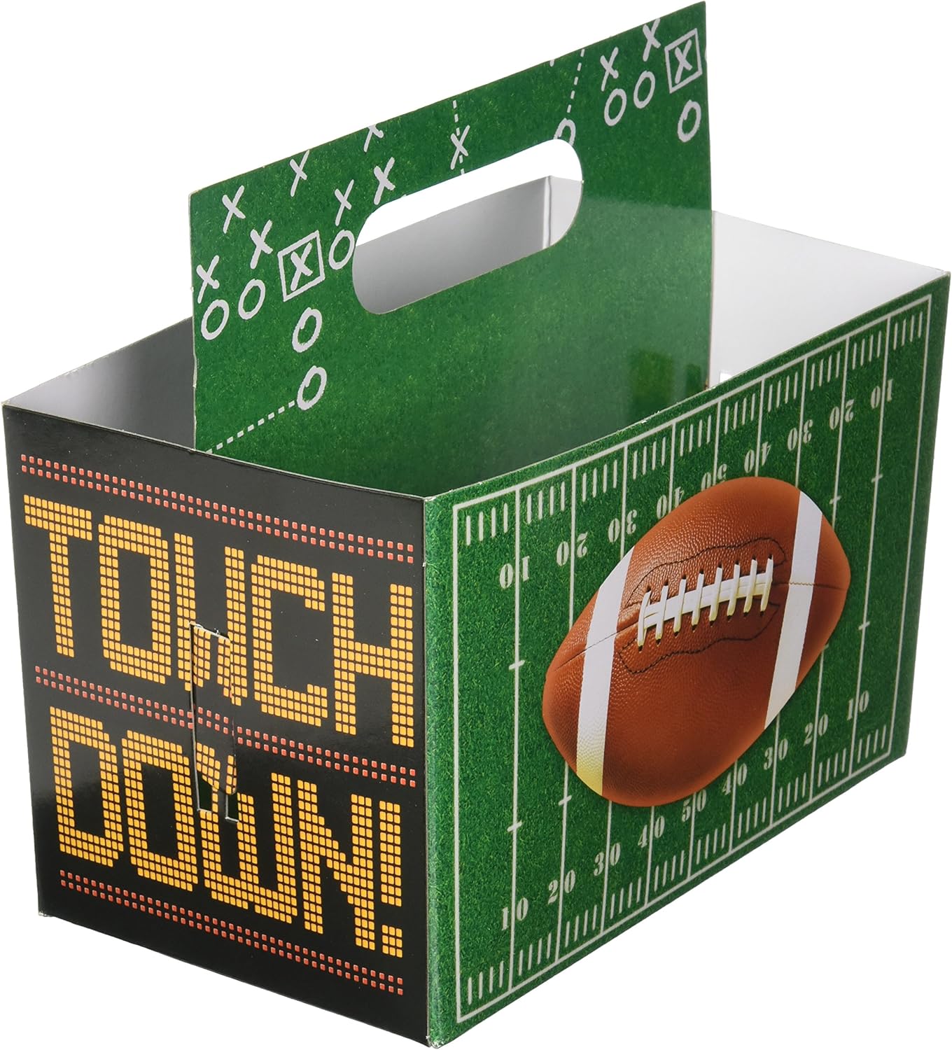 amscan Football Frenzy Birthday Party Multi-Purpose Caddy Tableware, Green/Black, 7" x 7 1/2" x 4 1/2" - Image 3
