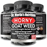 Horny Goat Weed for Men & Women - 120 Capsules, 9-Herb Formula, For Energy | With Maca, Tongkat Ali, Saw Palmetto, Tribulus,