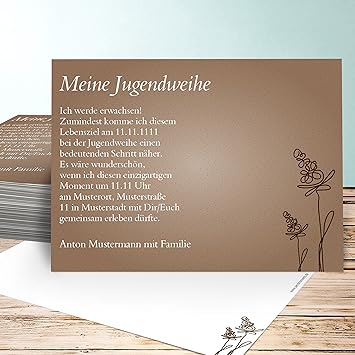 Lustige Einladungskarten Jugendweihe Libelle 45 Karten Horizontal Einfach 148x105 Inkl Weiße Umschläge Braun