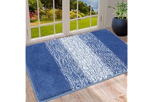Vaukki Indoor Doormat Entryway Door Rug, Non Slip Absorbent Mud Trapper Mat Inside Floor Mat, Washable Small Door Carpet for Entryway (24''x36'', Navy)