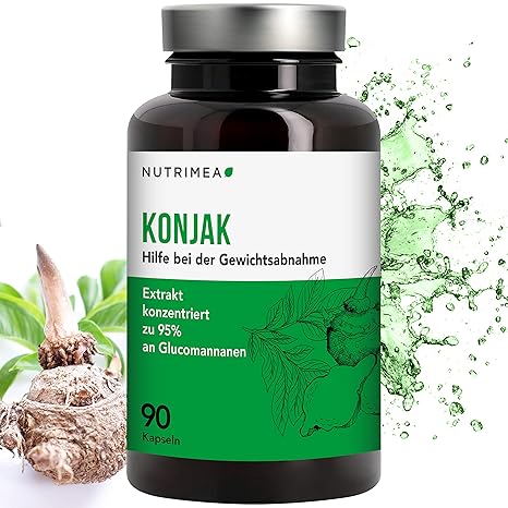 Abnehmen mit Konjak Glucomannan Kapseln Hochdosiert gegen Hunger - Pflanz. Ballaststoffe aus Konjakwurzel - Vegan & Zuckerfre