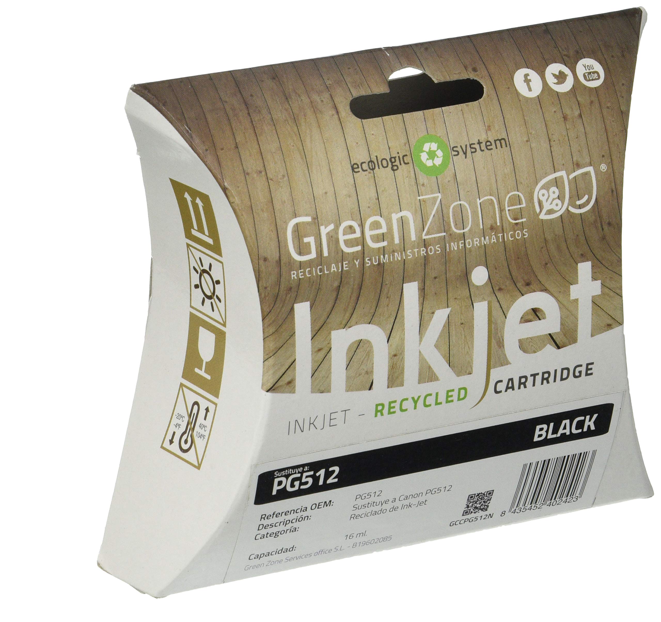 Cartridge/Toner for Canon PG512 Black (16 ml) Green Zone