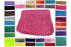 SEW TRENDS 10 Yards of 6" Long Chainette Fringe Thread Yarn Tassel Trim Braid Fringe for Crafts Sewing and Decor-Fuchsia Hot Pink