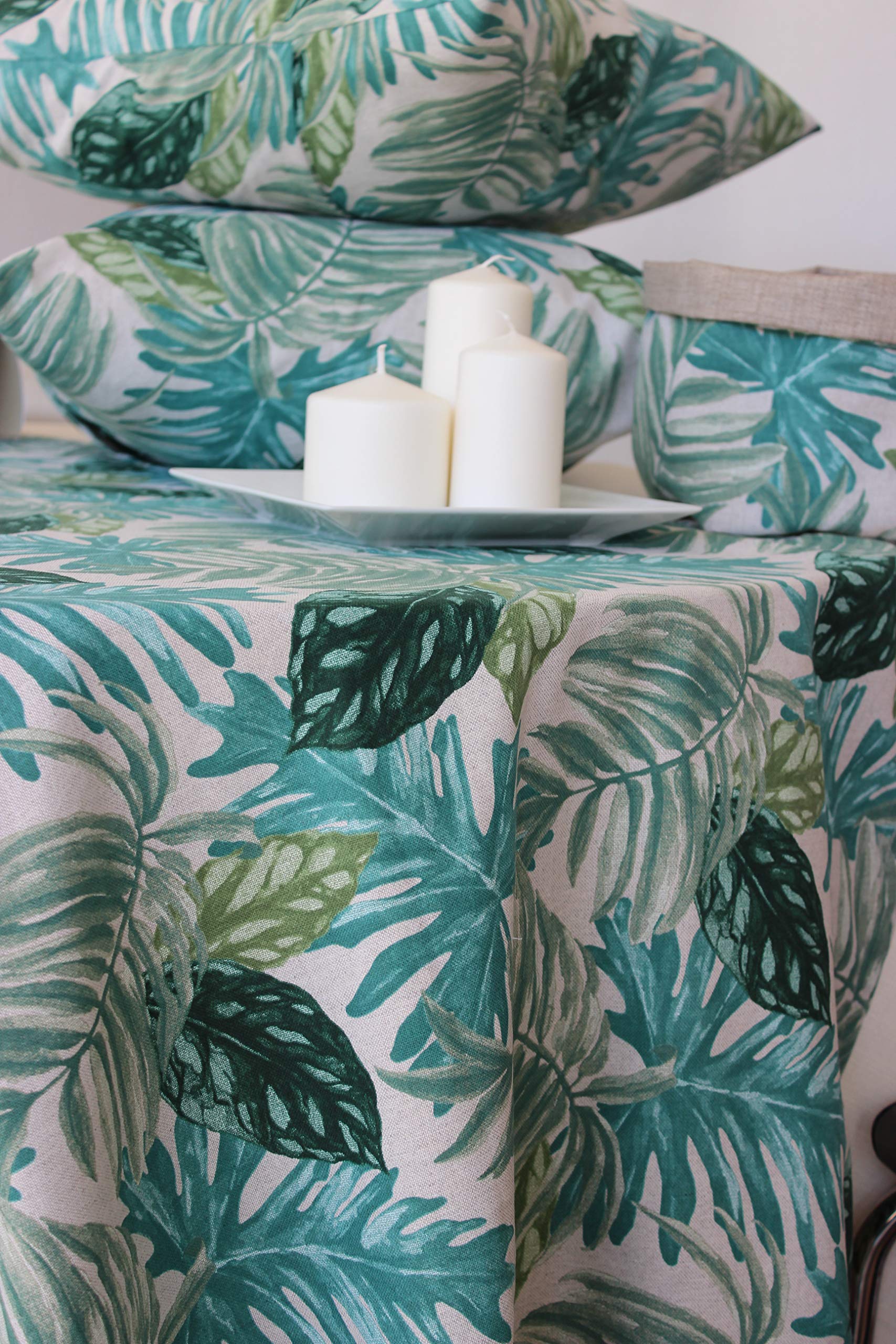 ESSE HOME - Stain Resistant Table Cover - Cotton Blend - Rectangular - Square - Round - Oval - NINA (140x270, 001)