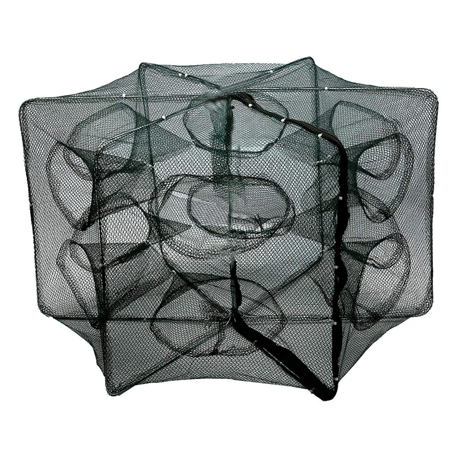 6/12 Holes Automatic Folding Fish Trap, Fish Shrimp Minnow Crayfish Crab Baits Cast Mesh Trap, Portable Bait Cage Traps Magic Fishing Net(12 Holes)