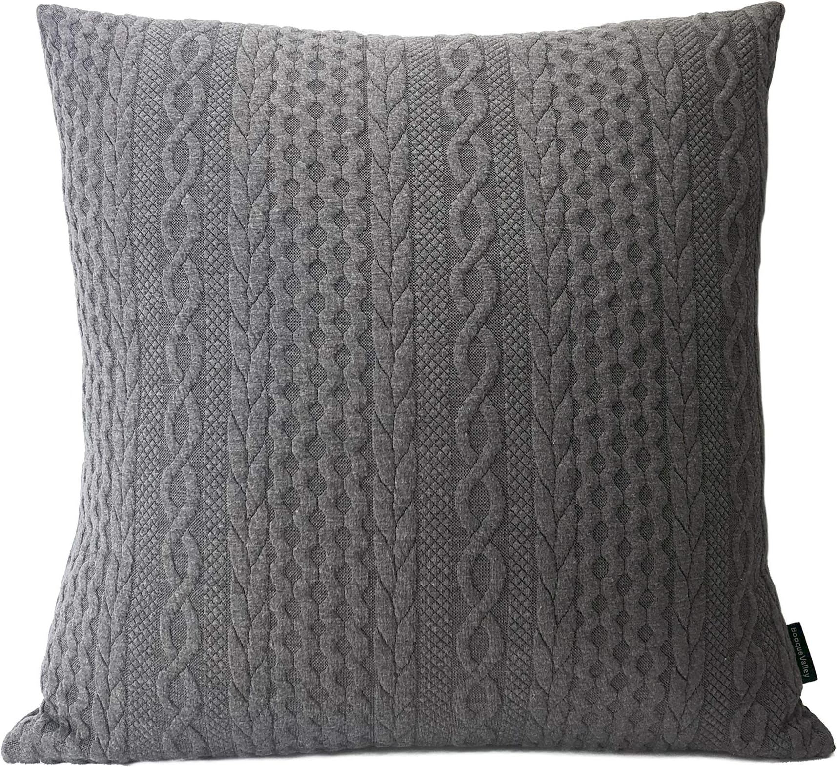 Booque Valley Throw Pillow Cover, Super Soft Elegant Modern Embossed Patterned Gray Cushion Cover Decorative Throw Pillow Case for Sofa Bed Car Chair, 20 x 20 inch Single Piece(Grey)
