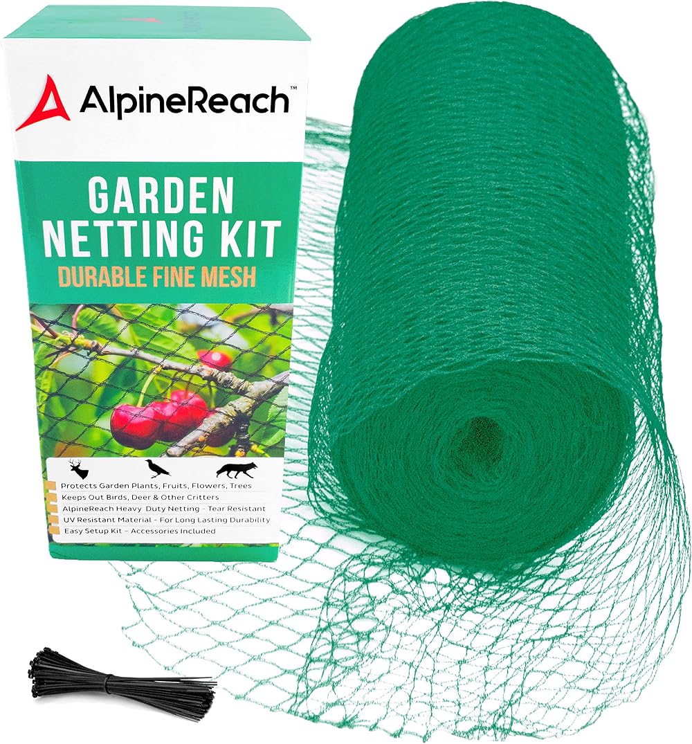 AlpineReach Garden Netting 2m x 20m Heavy Duty Woven Mesh Green