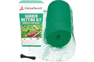 AlpineReach Garden Netting 7.5 x 65 ft Heavy Duty Bird Net, Deer, Plant Protection Extra Strong Woven Mesh, Reusable Kit with Zip Ties, Animal Fencing for Fruits Trees, Green
