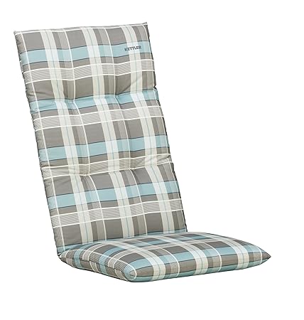 Kettler Sesselauflage für Hochlehner – komfortable Stuhlauflage mit Kreisheftung und Karomuster – 120 cm hohe Polsterauflage 