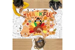 AUGISTEEN Thanksgiving Giant Coloring Poster Tablecloth 72 x 35.5 Inch Giant Drawing Paper Crafts for kids Turkey Themed Coloring Poster Thanksgiving Paper Banner Table Cover for Fall Classroom Home Party Decor