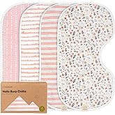 KeaBabies 4-Pack Baby Burp Cloths Baby Girl, Boy - Organic Cotton Burp Cloth, Extra Large, Absorbent, Soft Burping Cloths & Bibs Set for Babies, Newborn Burp Clothes, Thick Burp Rags (Sweet Charm)