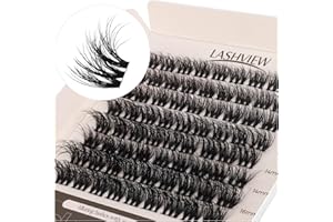 LASHVIEW Cluster Lashes Wispy Cluster Eyelash Extensions 3D DIY Lash Clusters 10-16mm Multilayered Eyelash Clusters, Reusable Fluffy Individual Lashes Cluster(ML 11)