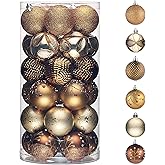 Valery Madelyn Christmas Ornaments Set, 30ct 2.36 Inches Brown Copper Gold Shatterproof Christmas Tree Decorations, Woodland Bronze Hanging Ball Bulk for Xmas Holiday Party Decor