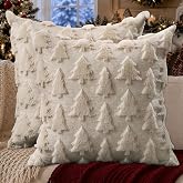 DFXSZ Christmas Tree Pillow Covers 18x18 Set of 2 Christmas Decor Beige | Christmas Winter Decorations|Soft Plush Faux Fur Jacquard Throw Pillowcases| For Bedroom Sofa Festivals Home Decor