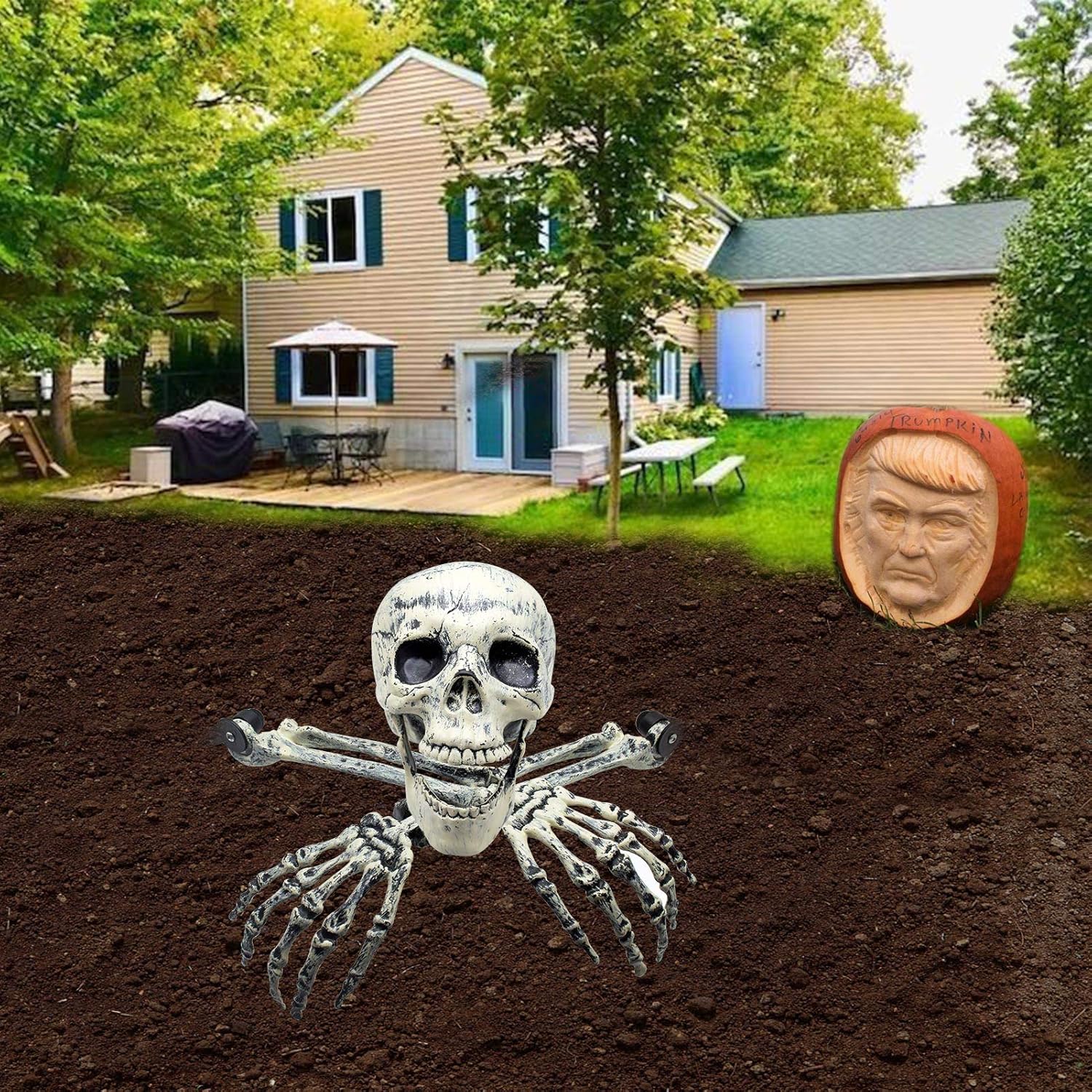 HOMILY Plastic Skeleton Arms with Stakes and Skull for Halloween Decorations Outdoor: Garden & Outdoor