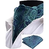 GUSLESON Men's Ascot Paisley Floral Jacquard Woven Gift Cravat Tie and Pocket Square Set