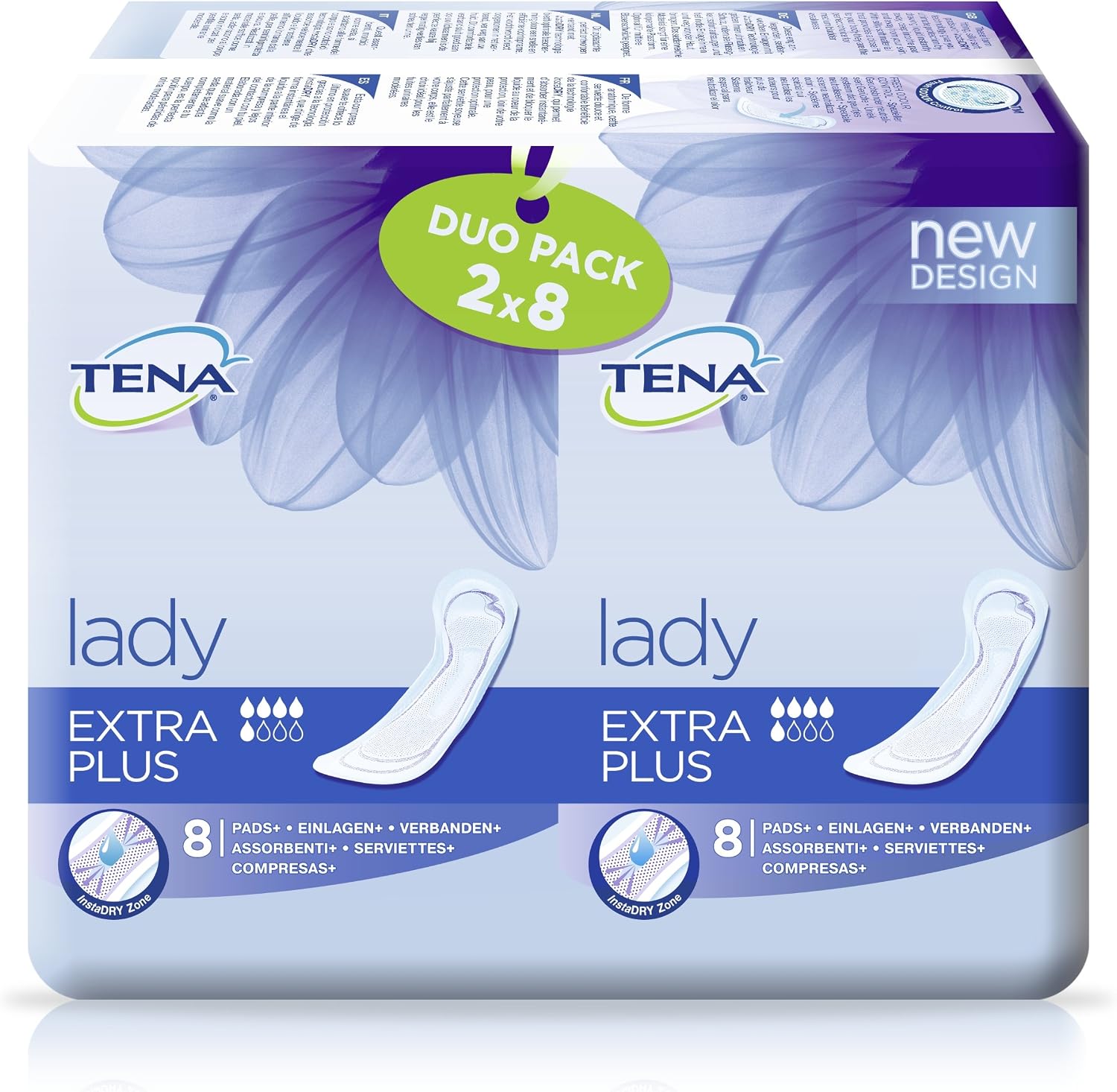 TENA Lady Extra Plus Towels Duo Pack - 3 x Packs of 16 ( 48 Towels ), 16 Count (Pack of 3)