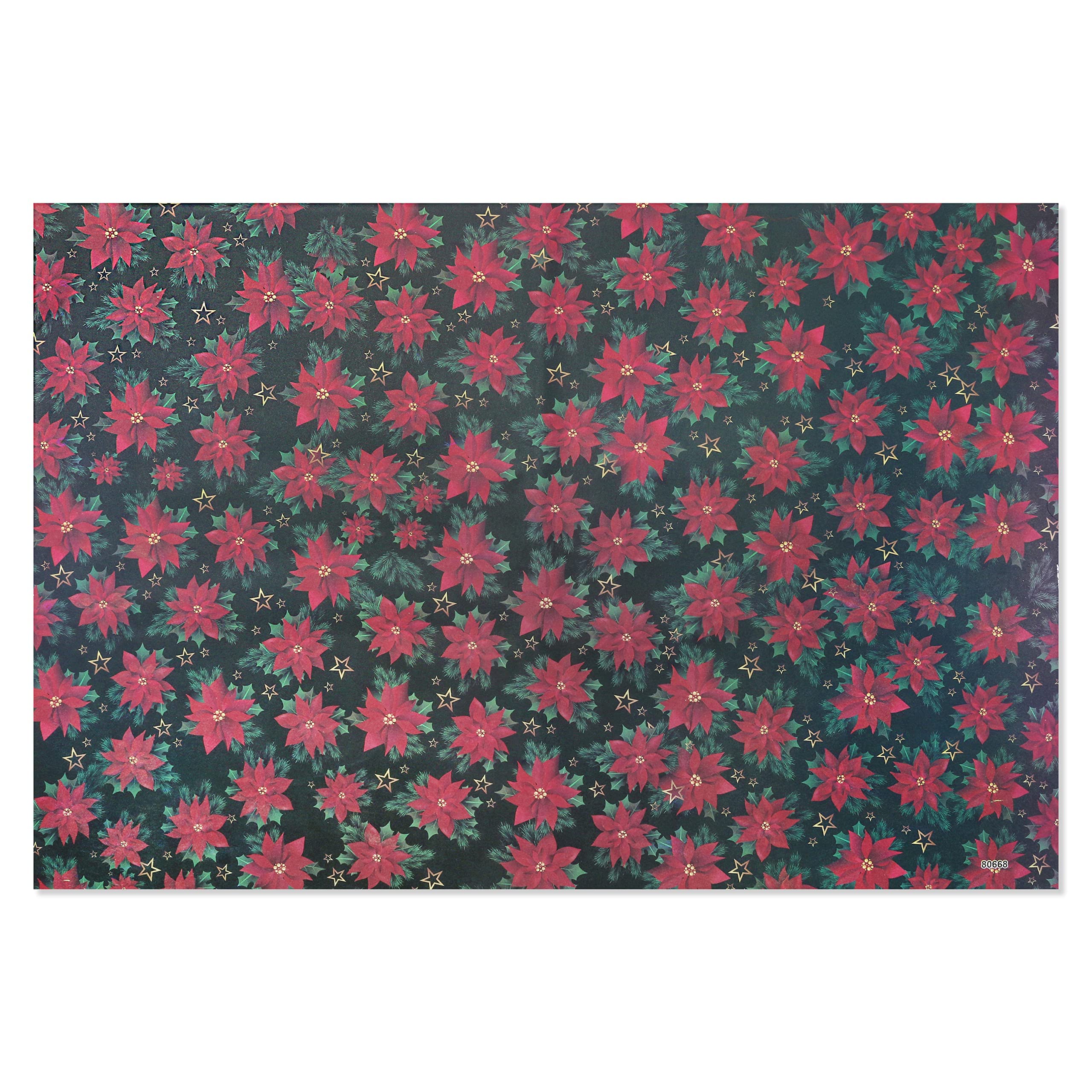 By Robelli 10 Sheets Wrapping Paper - 75 x 50cm - Mixed Packs For Children/Adults Patterns or 10pc Same Design Available (10pc 03 Black Red Poinsettia)