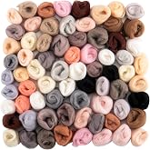 Biggun 72pcs 7.6 oz Needle Felting Wool | Nature Wool Roving Yarn for Beginners Hand Spinning Felting Supplies, 3g/Pack