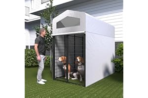 XBRIGH 86" L x45 W x 79" H Large Dog Kennel Outside with Full Coverage Windproof Anti-UV Cover,Heavy Duty Outdoor Dog Kennel with Secure Lock for Backyard(Note: Electric Screwdriver Required)