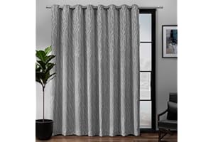 EXCLUSIVE HOME Forest Hill Patio Woven Room Darkening Blackout Grommet Top Single Curtain Panel, 108"x84", Ash Grey