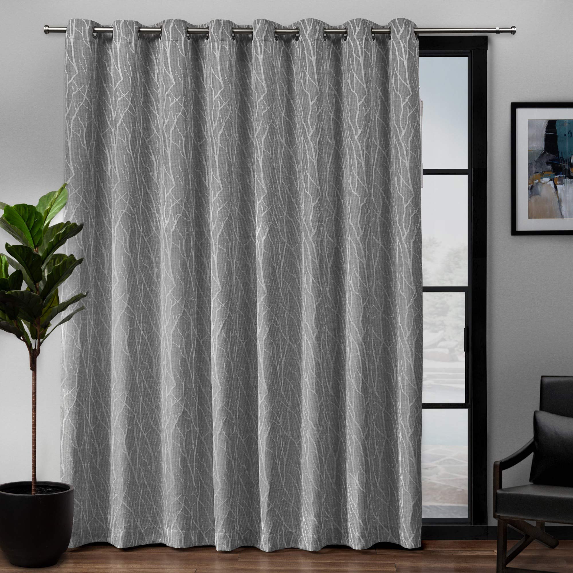 Exclusive Home Curtains Forest Hill Patio Woven Blackout Grommet Top Panel Pair, Ash Grey, 108x84, 1 Piece