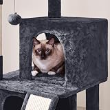 Yaheetech Cat Tree 92cm Multilevel Tower with Double Condo Scratching Ball Dark view 6