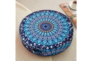 PRIMEPATIO Moroccan Floor Pillow for Adults, Outdoor Waterproof Floor Cushion Sitting Boho Large Meditation Cushion Floor Seating Bohemian, Mandala Floor Seat Cushion Round 20 Inch