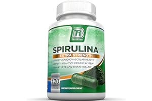 BRI NUTRITION BRI Spirulina 2000mg Maximum Strength Premium Quality Spirulina Superfood Powder, Packed w Antioxidants, Protein and Vitamins in Easy to Swallow Vegetable Cellulose Capsules (120 Count)