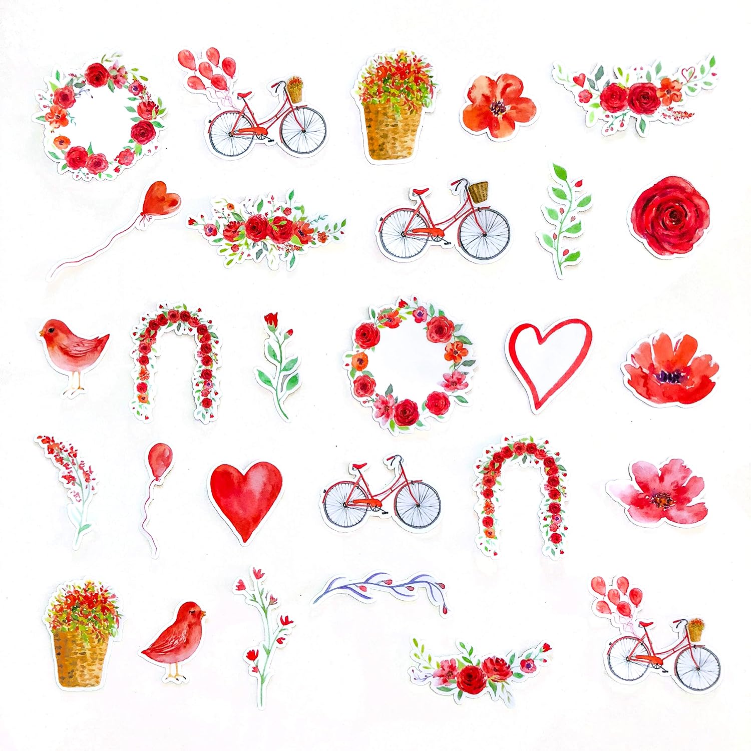 Navy Peony Red Heart and Rose Valentine Stickers, Navy,red,rose - Image 4