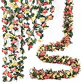 Miracliy 5Pcs 41FT Flower Garland Artificial Rose Arch Vines Fake Spring Floral Garland for Flower Wall Backdrop Wedding Mothers Day Garden Tea Party Decoration