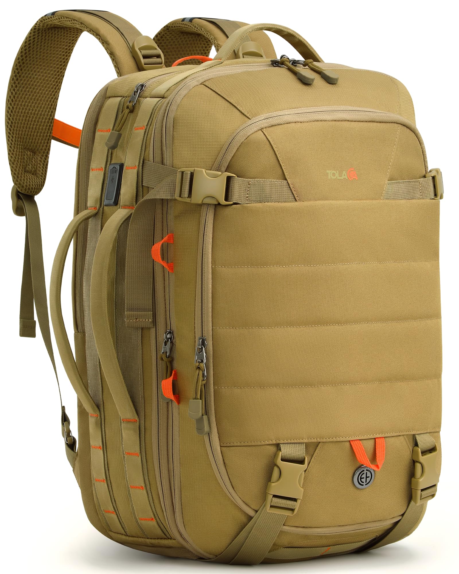 Tolaccea Carry on Travel Backpack, TSA Friendly Flight Approved Personal Item Duffle Bag for Men Women with Dual Laptop Storage for 17.3