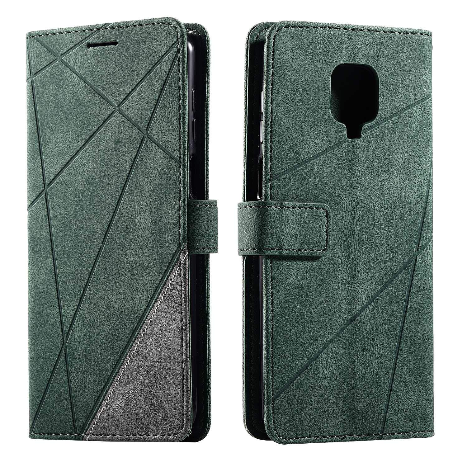 SONWO Case for Xiaomi Redmi Note 9 Pro Max Case, Premium Leather Flip Wallet Case Magnetic Closure Card Slots Kickstand Phone Case for Xiaomi Redmi Note 9 Pro Max, Green