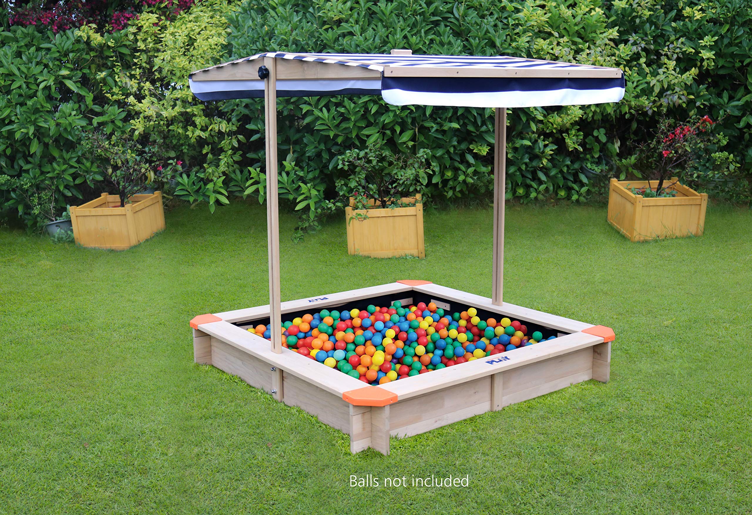 Hedstrom Sand and Ball Pit - Outdoor Fun for Kids, Tilting Canopy, Sustainable Fir Wood Construction, Bench Surround, Versatile Play Options - Ideal for Gardens and Patios, Compact Size