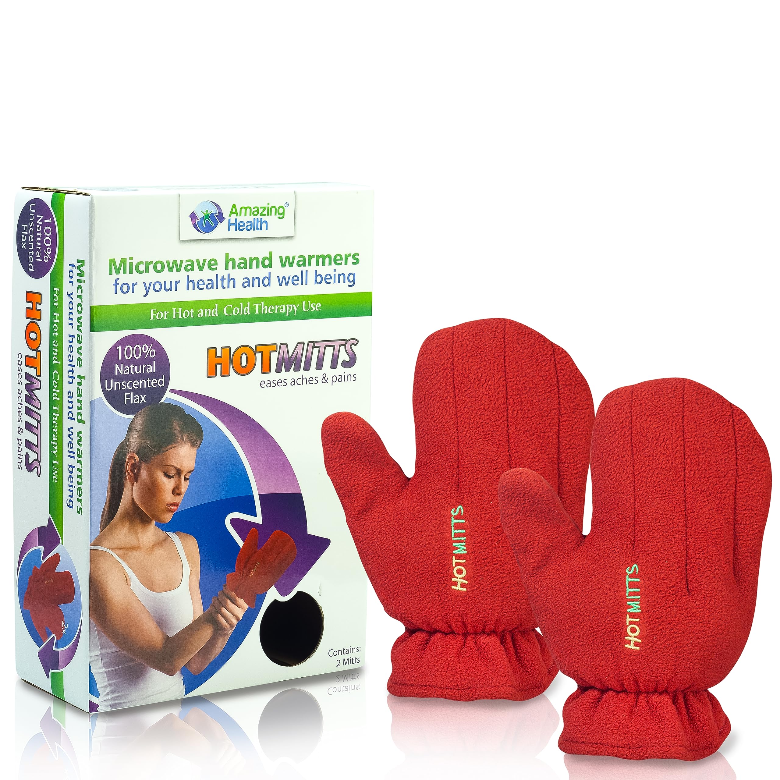 Microwave Hand Warmers Gloves - Pair of Hot Mitts red medium